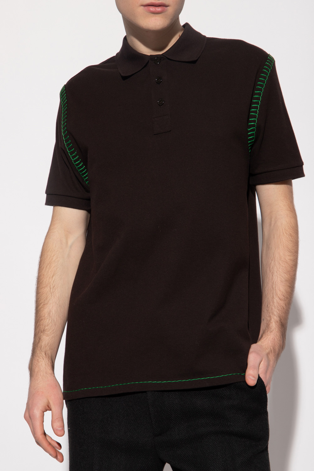 Black Cotton polo shirt Bottega Veneta - GG Supreme embroidered